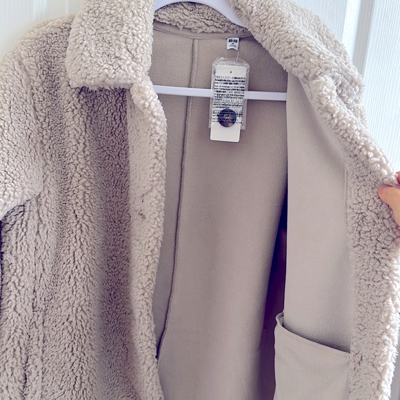 Uniqlo NWT windproof single breasted fleece coat beige XS - Picture 5 of 6